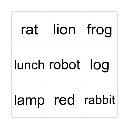 Vocabulary Bingo Card