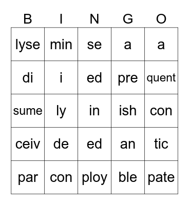 Wonderful animals Bingo Card