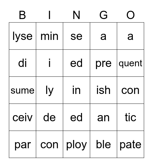 Wonderful animals Bingo Card