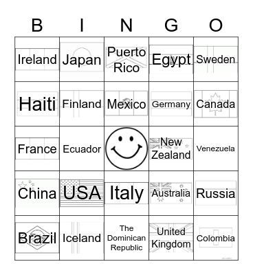 Country BINGO Card