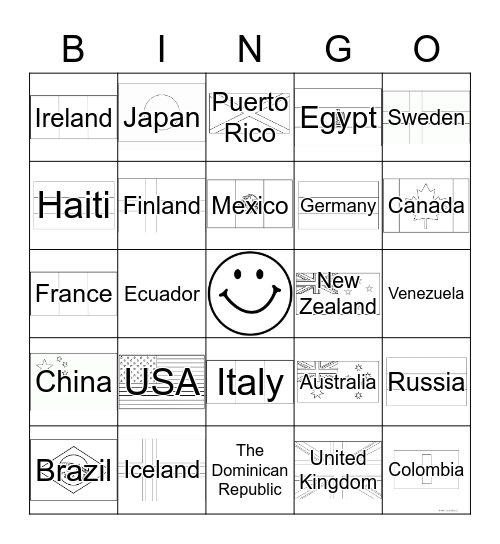 Country BINGO Card