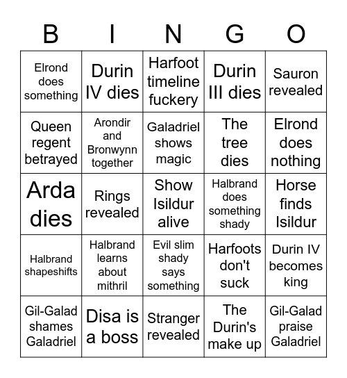 Episode 8 Bingo Card