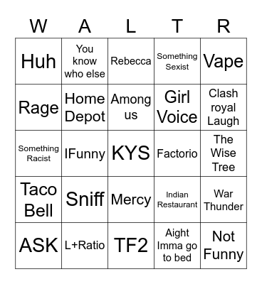 Rc Bingo Card