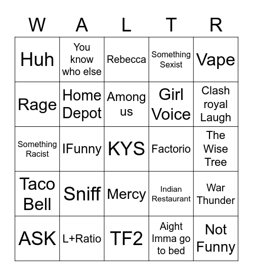 Rc Bingo Card