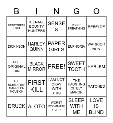 XAI's TV Show Bingo Card