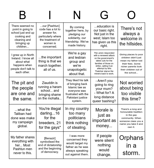 IaM & Pride Quotes Bingo Card