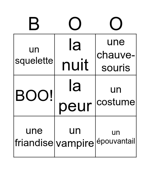 C'est l'Halloween Bingo Card