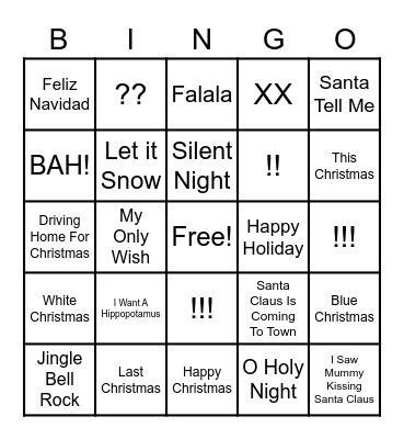Christmas Music Bingo Card