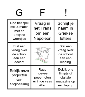 Felisenum scholenmarkt menukaart Bingo Card