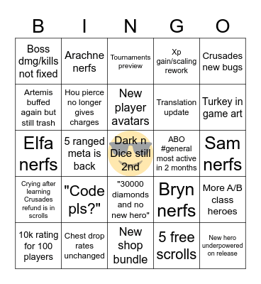 ABO Thanksgiving Canada Bingo Card