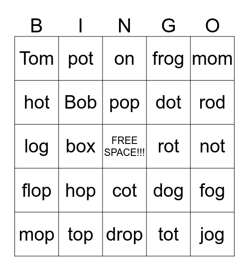 HOP ON TOP Bingo Card