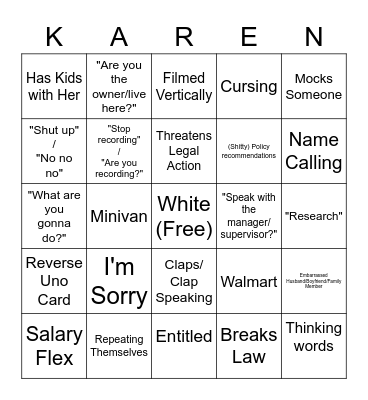 Karen Bingo (Via Donut Operator) Ver.1 Bingo Card