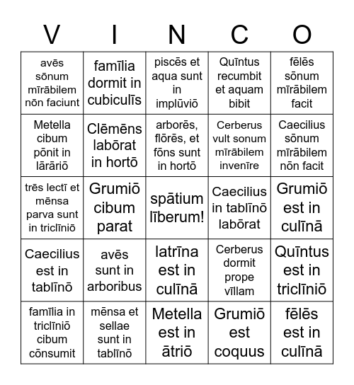 sonus mirabilis Bingo Card
