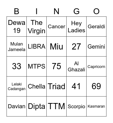 punya essa Bingo Card