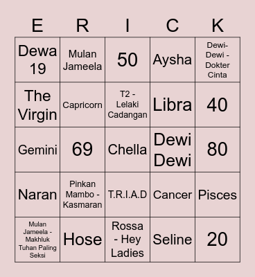 Klaristha ♡ Bingo Card