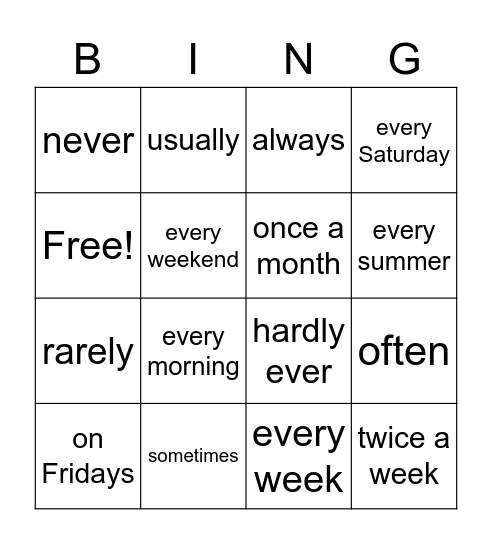 HOW OFTEN DO YOU? Bingo Card