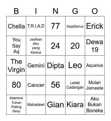Dipta's Bingo Card