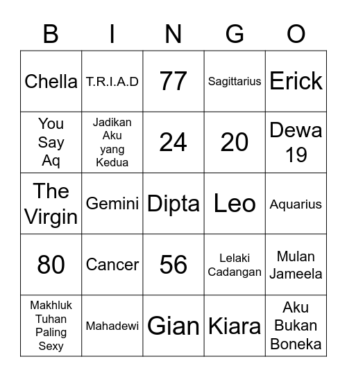 Dipta's Bingo Card