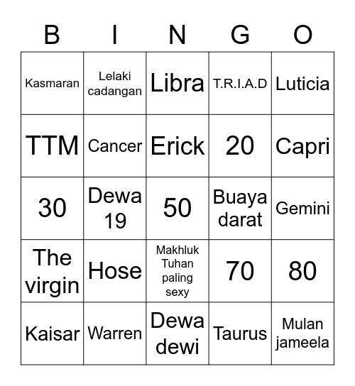 Bingo HOSE Bingo Card