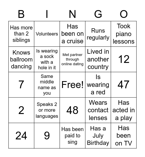 Coworker Bingo Card