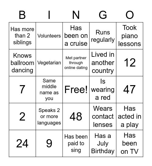 Coworker Bingo Card