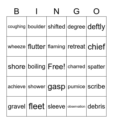 The Secret of Vesuvius Bingo Card