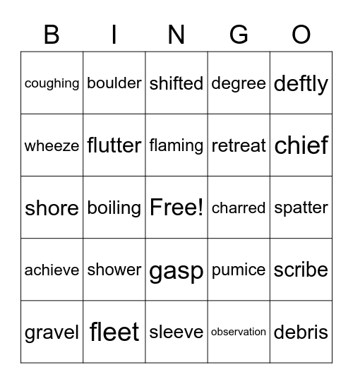 The Secret of Vesuvius Bingo Card