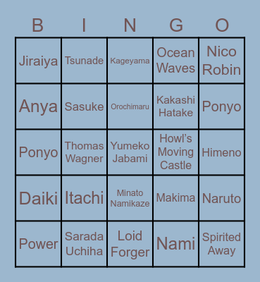Narumi’s Bingo Card