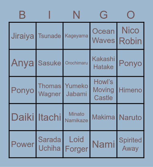 Narumi’s Bingo Card