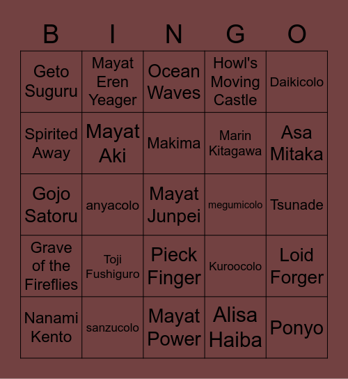 Untitled Bingo Card