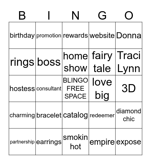 Donna's Birthday Blingo Bingo Card