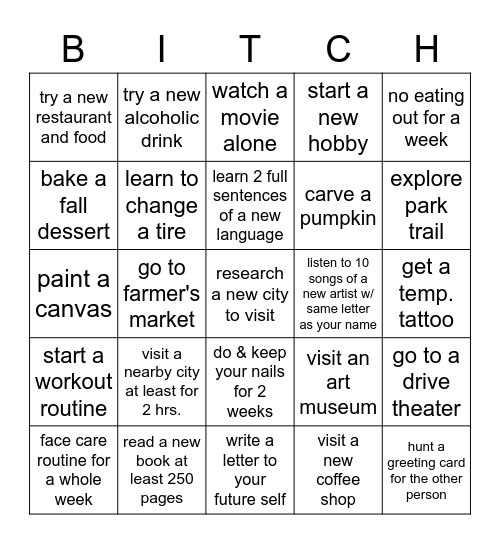 20's Bingo Card