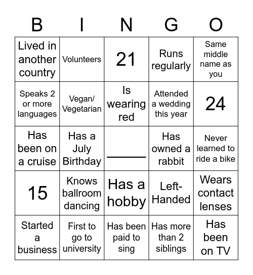 Coworker Bingo Card