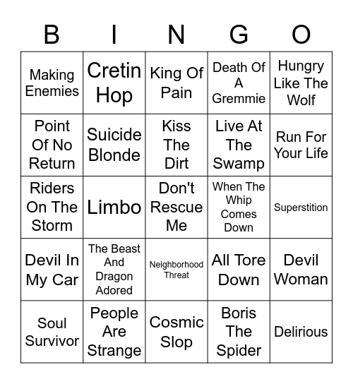 Vinyl Bingo - Spooky Edition Bingo Card