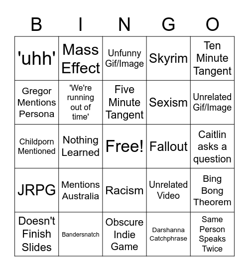 DES201 Bingo Card