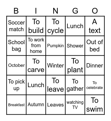 Autumn break bingo Card