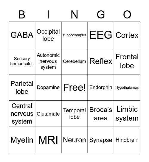 Biopsych Bingo! Bingo Card