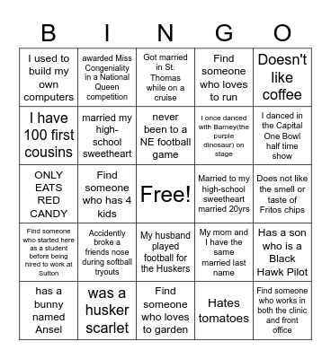 Staff Bingo Card