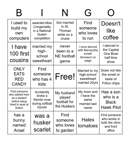 Staff Bingo Card