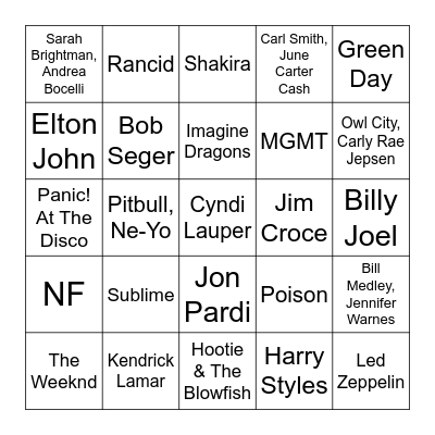 Game 1 Bingo Card