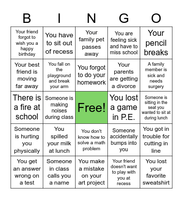 Size of the Problem Bingo Card