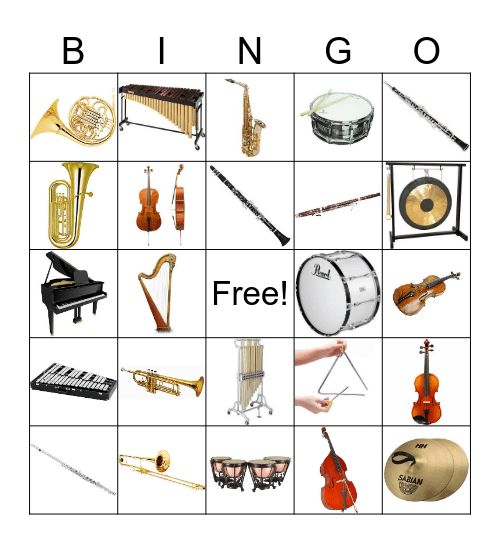 Musical Instruments Bingo Card