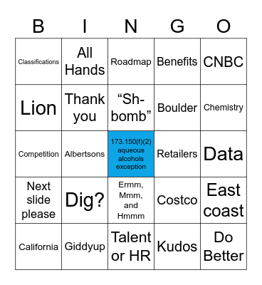 All Hands Bingo! Bingo Card