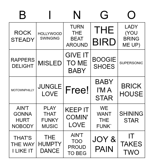 DANCE HITS TAVERN Bingo Card