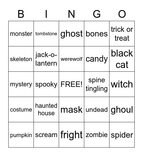 Halloween BINGO Card