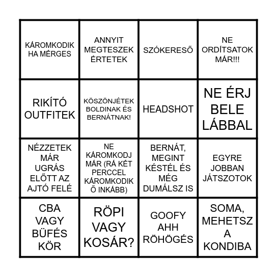 CZENE ÉVA BINGO Card