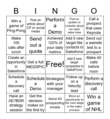 CATCHPOINT SALES BINGO!  Bingo Card