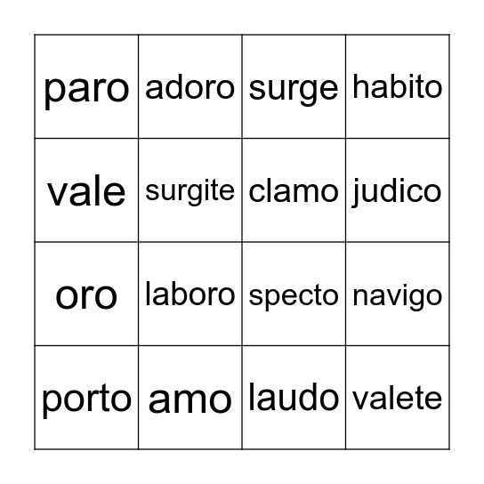 Lesson 3 and 4 Vocabulary Bingo Card