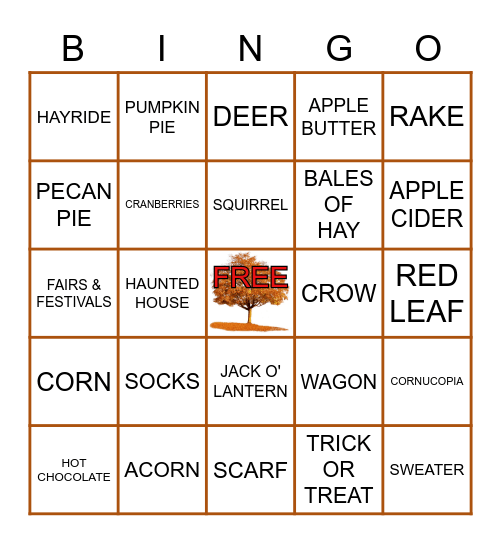 F A L L Bingo Card