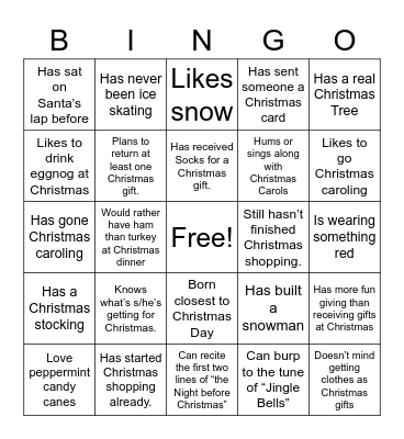 Thompson Coburn Holiday Bingo Card